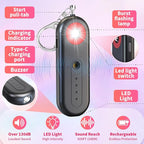Rechargeable Personal Safety Alarm for Women - 130dB Self Defense Keychain Siren Whistle with SOS Strobe Light, Low Battery Notice - Emergency Security Safe Protection Devices, College Essentials