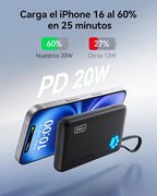 INIU Portable Charger, Slim 10000mAh Power Bank with Build in USB-C Cable, 45W Fast Charging Mini Battery Pack, Travel Trip Flight Cruise Ship Essentials for College Student Travelers Boy Girl, Orange
