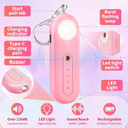 Rechargeable Personal Safety Alarm for Women - 130dB Self Defense Keychain Siren Whistle with SOS Strobe Light, Low Battery Notice - Emergency Security Safe Protection Devices, College Essentials