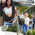 Pawaboo Small Dog Sling Carrier, Reversible Hands Free Dog Sling Carriers for Small Dogs and Cats, Puppy Slings Carrier with Safety Harness, Puppy Essentials, Black