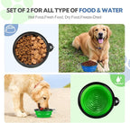 Collapsible Dog Bowl Large 2 Pack, Dog Water Bowls for Travels, Portable Foldable Pet Bowls Feeding Watering Dish for Parking Walking Camping with 2 Carabiners Clip (34oz, Large, Blue+Green