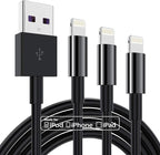 3 Pack Apple MFi Certified iPhone Charger Cable 6ft, Apple Lightning to USB Cable Cord 6 Foot, 2.4A Fast Charging Apple Phone Long Chargers for iPhone 11/11Pro/11Max/ X/XS/XR/XS Max/8/7/6 Black
