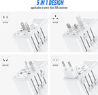 VYLEE Travel Plug Adapter, 65W Fast GaN Travel Charger, International Plug Adapter with 3 USB-C PD and 1 USB-A QC with US/EU/UK/AU Convenient for iPhone,Samsung,Laptops