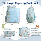 mommore Kids Backpack for Boys Girls 4-8 Kindergarten Elementary School Backpack with Lunch Box - 15” H Fit Folder