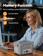 EAST OAK Heated Lunch Box for Men, Electric Lunch Box for Adults, 5.5 Cups Cordless Portable Food Warmer, Rechargeable Self Heating Food Heater with Memory Function, Automatic Keep Warm(Grey)