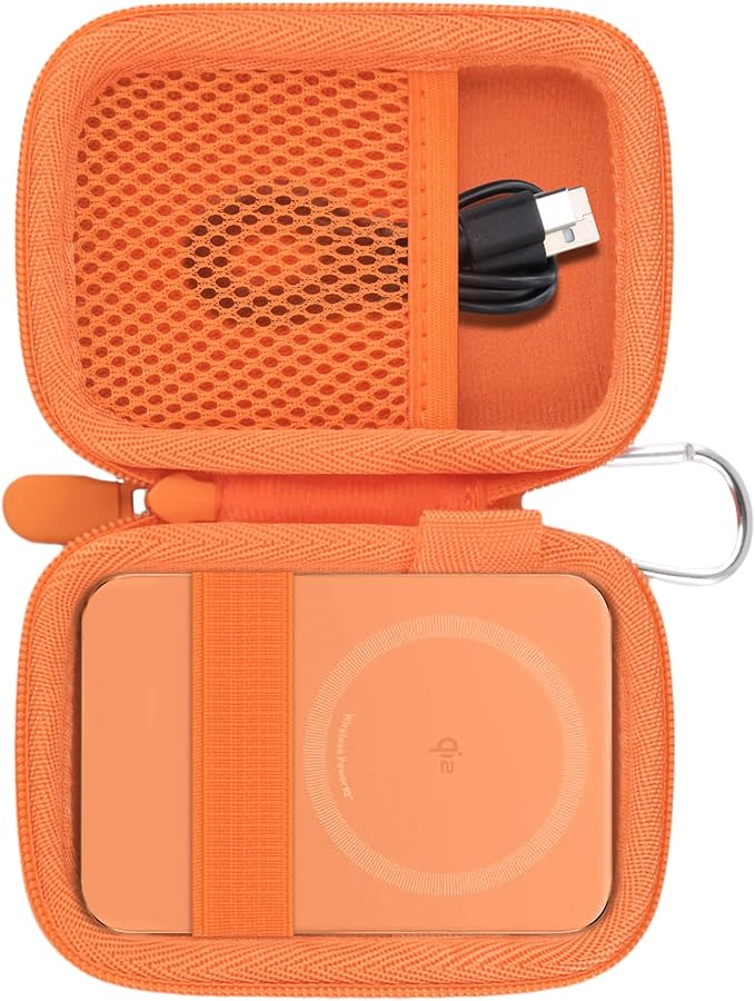 khanka for Anker Nano Magsafe Power Bank Ultra-Slim 5,000Mah & Maggo Power Bank 10K Case,Compatible with Anker A1667/A1665/A1664 Slim Magnetic Charger, Protective Carrying Case Only (Orange)