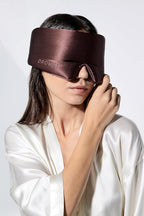 DROWSY Silk Sleep Mask - Face-Hugging, Padded Cocoon for Luxury Sleep in Total Darkness - 100% Pure Mulberry Silk (Cocoa Glow)