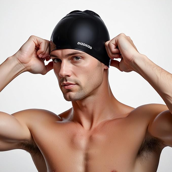 2pcs High Elasticity Silicone Swim Cap for Women and Men, Comfortable Non-Slip Swimming Caps for Long and Short Hair, Durable Waterproof Swim Hats for Adults, Keep Hair Dry