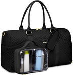 Women Weekender Travel Duffle Bag: Travel Duffel Overnight Bags with Shoe Compartment Large Carry on Tote with Toiletry Bag Weekend Traveling Yoga Gym Hospital Bag for Women with Wet Pocket Black