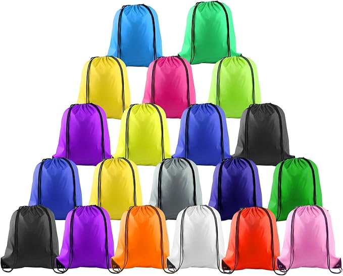 KUUQA 20 Pcs Drawstring Backpack Sport Bags String Bag Sack Cinch Gym Backpack Bulk for School Gym Sport or Traveling，Colorful