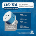 OREI Switzerland Power Plug Adapter with 2 USA Inputs - Travel 3 Pack - Type J (US-11A) Safe Grounded Use with Cell Phones, Laptop, Camera Chargers, CPAP, and More