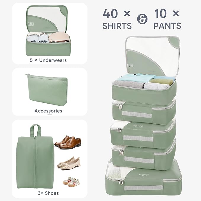 10 Set Packing Cubes for Travel, Gifts for Women Mom,Anti-Tearing Suitcase Organizer,OlarHike Vacation Essentials & Accessories for Cruise Ship