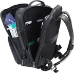 TIDING 17.3" Leather Laptop Backpack for Men Multi Pockets Casual Daypack Business Travel Rucksack, Black