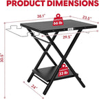Feasto Folding Grill Table, Pizza Oven Table & Portable Table with Bottom Shelf, Tool Hooks, Trash Bag Holder & Paper Towel Rack, Grill Stand for Pizza Oven & Tabletop Griddle (Black)