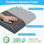 TranquilRelax XLarge Seat Cushion, Memory Foam Cushion for Long Sitting Hours on Office Chair, Home & Car, Non-Slip Chair Pad for Relieving Back & Sciatica & Hip & Coccyx Pain (Light Grey)