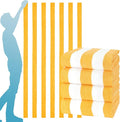 4 Packs Extra Large Bath Towels Striped Beach Towel Set Bathroom Sheets Bulk Oversized XL Big Fluffy Absorbent Microfiber Soft Blanket Turkish Hotel Shower Pool Hot Tub Toallas Baño Grandes Yellow
