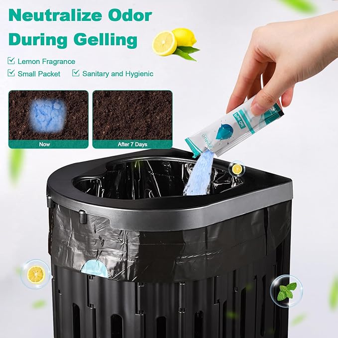 Portable Toilet Bags with Poo Gel Set, 8 Gallon Camping Toilet Bags with Absorbent Gels, Waste Bags, Leak-Proof Trash Bag for Camping Potty, Traveling