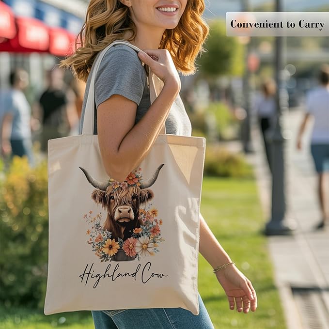 Aesthetic Canvas Tote Bag, Cute Reusable Bags for Women with Inner Pocket