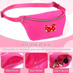 Amylove 9 Pieces Fanny Packs Nylon Waist Bag Zipper Travel Running Bag with Adjustable Strap for Women Men(Nylon,Rose Red)
