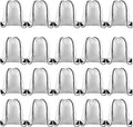 KUUQA 20Pcs Drawstring Backpack Bag Bulk White Drawstring Bags String Backpack Sport Gym Sack Bags Foldable Storage Bag for Women Men Shopping Gym Travel Sports
