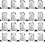 KUUQA 20Pcs Drawstring Backpack Bag Bulk White Drawstring Bags String Backpack Sport Gym Sack Bags Foldable Storage Bag for Women Men Shopping Gym Travel Sports