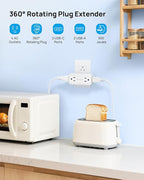 TROND Outlet Extender with 360 Rotating Plug, Plug Adapter with 4 Electrical Sockets and 4 USB Ports, 900 Joules Surge Protection, 3 Way Outlet Splitter for Home Office Travel, White