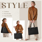 Laptop Bag for Women with Insulated Lunch Compartment 15.6 Inch Pu Leather Work Tote Computer Briefcase Bag for Office