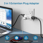 K KASONIC - 3-Outlet Grounding Adapter, [UL Listed] Plug Extender, Heavy-Duty Grounded Power Tap - 3 Pack (White)