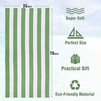 HENBAY Large Oversized Beach Towel - 35 x 70 Inch Microfiber Pool Towel, Green Striped Quick Dry Cabana Swim Towel