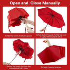 Compact Small Umbrellas for Rain&Sun, Cute Design Duck Head Umbrella for Girls Gifts, 8 Ribs Folding Umbrella with Wooden Handle