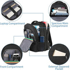 MATEIN Backpack for School, Expandable College Backpack for Boys Girl, Water Resistant Large Bookbag for Men Women, 15.6 inch Laptop Bag, Anti Theft Travel Daypack, Black