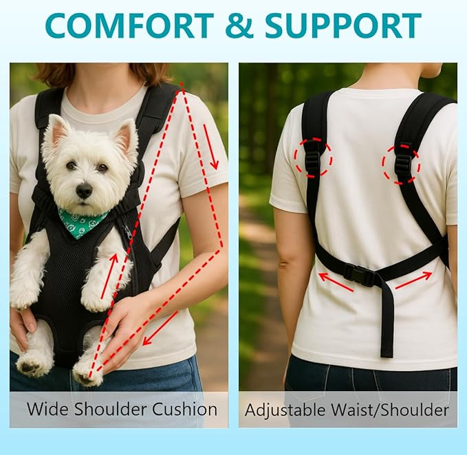 Mosago Dog Backpack Carrier, Adjustable Pet Front Carriers, Legs Out Carrying Sling Travel Bag for Small Medium Dogs 4-7 Lbs, Soft Wearable Puppy Chest Carry Backpacks for Walking/Hiking/Camping