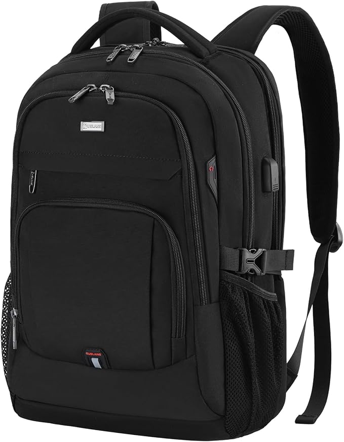 DUSLANG 17 Inch Laptop Backpack for Travel Water Resistant College Backpack for Men Women Laptop Bag with USB Charging Port black lock,Black