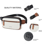 LATMAP 2L Fanny Packs Everywhere Belt Bag Small Fashion Crossbody Waist Pack Faux Leather Waterproof Sling Chest Bag For Women Black White