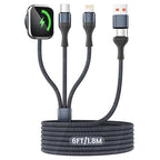 Travel Essentials,3 in 2 USB A/C Cable for Watch Charger/iPhone 17 Charger/IP Cable Designed for iWatch Chargers, Multi Charging Cable Compatible with iPhone 17-11/iWatch 11-1/ultra/se 6FT