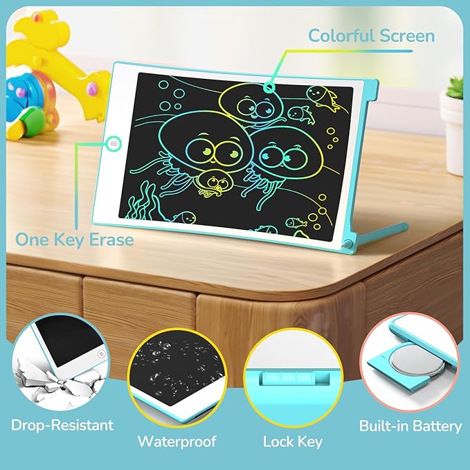 TECJOE 4 Pack LCD Writing Tablet, 8.5 Inch Colorful Drawing Board, Kids Travel Games Activity Learning Toys, Birthday Gifts for 3-8 Year Old Boys Girls Toddlers Preschooler