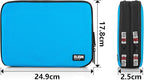 BUBM Double Layer Electronic Accessories Organizer, Travel Gear Bag for Cables, USB Flash Drive, Plug and More, Perfect Size Fits for iPad Mini (Medium, Blue)
