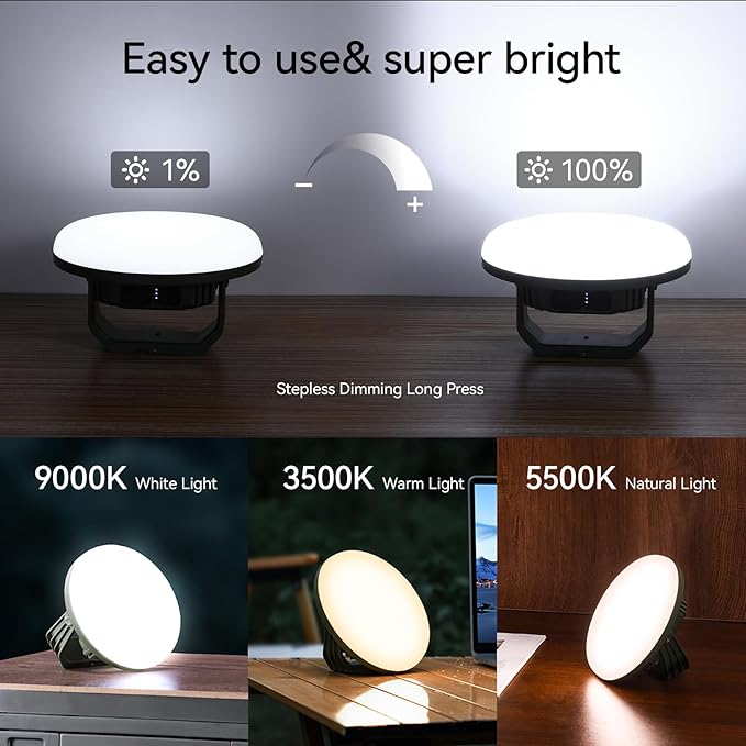 VAVOFO 42W 4000LM LED Camping Lantern Rechargeable, 10,000mAh Camping Lights, 3 Lighting Modes, IP65 Waterproof Flashlight , Portable Tent Light with Magnetic Base for Emergencies & Holiday Fun