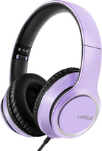 LORELEI X8 Over-Ear Wired Headphones with Microphone with 1.45m-Tangle-Free Nylon Line&3.5mm Plug,Lightweight Foldable & Portable Headphones for Smartphone,Tablet,Computer,Mp3/4(Dark Purple)
