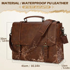 IGOLUMON Messenger Bag for Men 15.6 inch Vintage Leather Waterproof Laptop Briefcase Large Computer Laptop Bag Leather Satchel Bag Retro Shoulder Bag for Office Business Travel College, Brown
