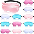 12 Pieces Silk Sleep Mask Pure Silk Sleep Eye Mask with Adjustable Strap Soft and Smooth Eye Cover for Sleeping Blocking Out Lights Men and Women(Assorted Colors)