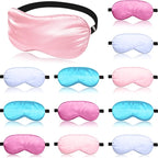 12 Pieces Silk Sleep Mask Pure Silk Sleep Eye Mask with Adjustable Strap Soft and Smooth Eye Cover for Sleeping Blocking Out Lights Men and Women(Assorted Colors)