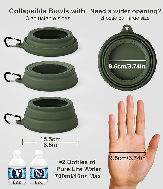 OHMO Spill Proof Collapsible Dog Water Bowl 24oz for Cars, No Splash Portable Bowls for Dog Travel, Dishwasher Safe, Pet Essentials for Road Trips, Cat Travel Accessories