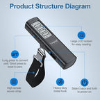 Battery-Free Digital Luggage Scale, 110lbs/50kg Portable Handheld Hanging Scale for Luggages, Suitcases, Backpacks & Bags, Easy Weighing for Travel, No Need Batteries (Black)