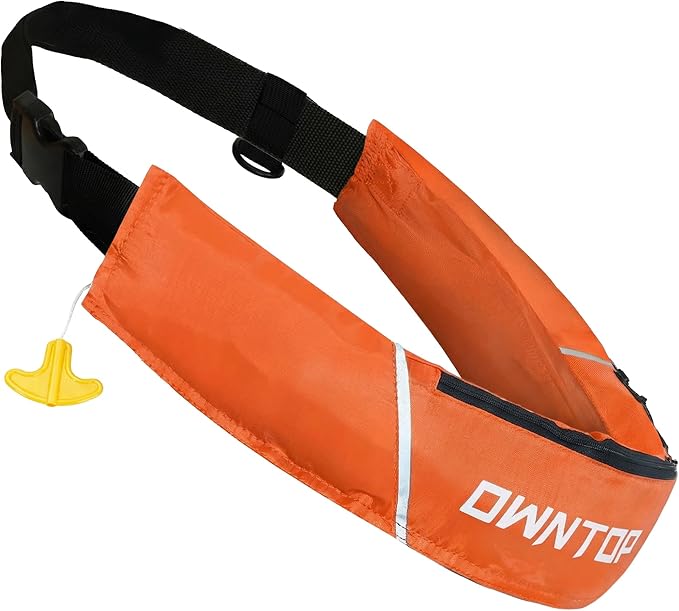 Owntop Manual Inflatable Belt Pack, Adults Swim Jacket with Blowpipe & Whistle, 24g CO2 Cylinder Included, Low Profile for Kayaking, Fishing, Paddle Sports