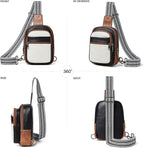 LATMAP Sling Bag For Women Faux Leather Small Casual Daypack Backpack Fanny Pack Crossbody Chest Bags Purse