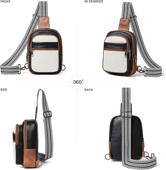 LATMAP Sling Bag For Women Faux Leather Small Casual Daypack Backpack Fanny Pack Crossbody Chest Bags Purse