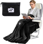SINLAND Travel Pillow and Blanket 2-in-1 Set,Airplane Packable Bag,Soft and Lightweight Plane Flight Car Trips Travel Essentials Gift,Hand Luggage Sleeve and Backpack Clip,60x50 Inch Black