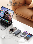 10000mAh Ultra-Portable-Charger-Power-Bank with Built in Cables&AC Wall Plug, PD20W USB-C Fast Charging Cell Phone Charger Battery Pack,LED Display Travel Battery Bank for All iPhone,Samsung,Android