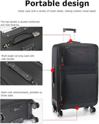 feilario 24in 2 Piece Softside Business Luggage Sets Waterproof Carry On Luggage Suitcase with Double Spinner Wheels - Black